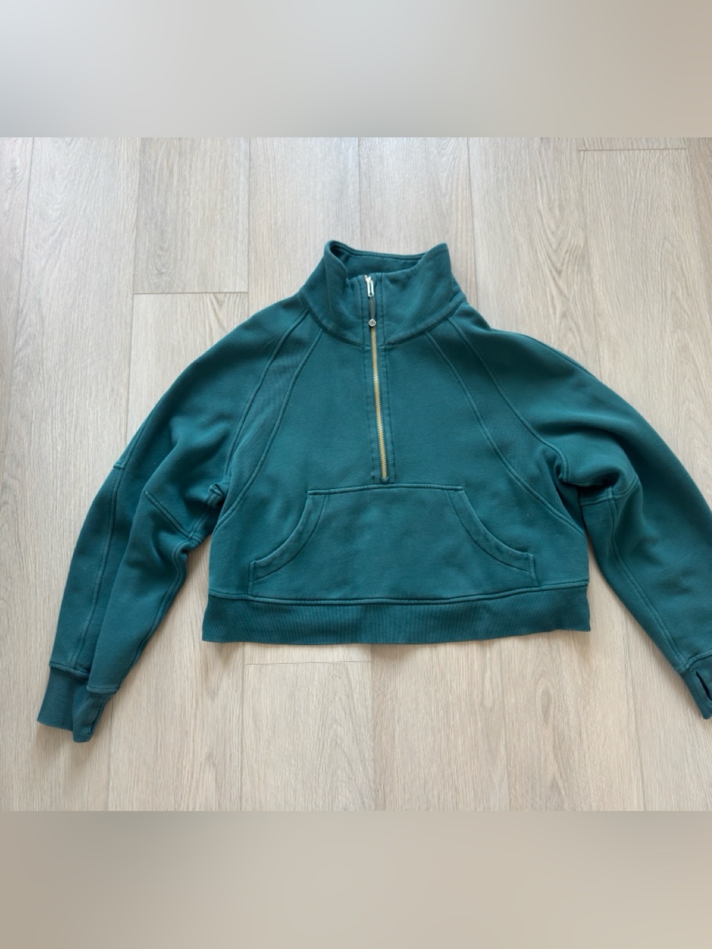 Lululemon Scuba Oversized Funnel Neck Half-Zip green gold m/l